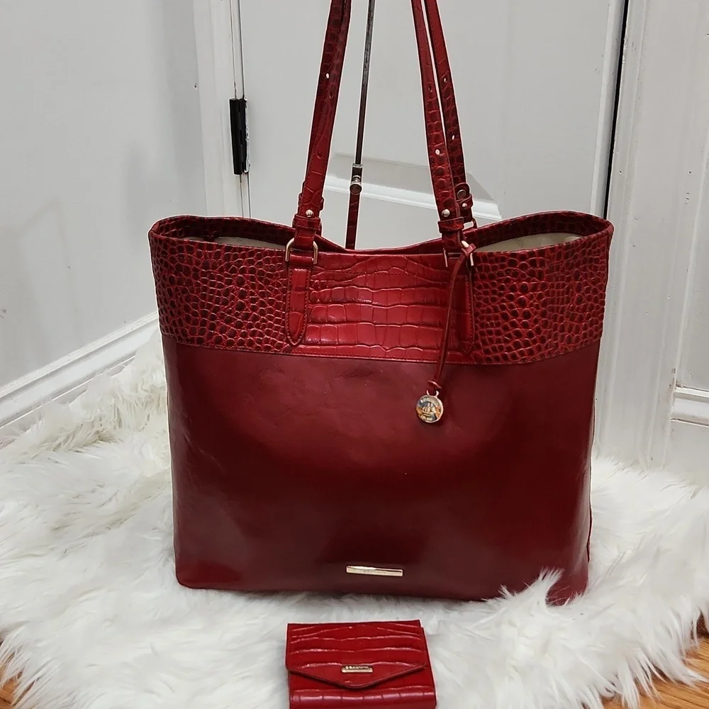 ❤️▪️BRAHMIN▪️ Tansey Chili Laurence Tote - Genuine Leather Wallet Set Bundle